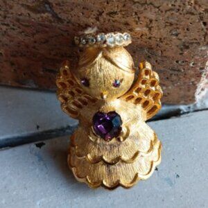 Vintage Ultra Angel Purple Jeweled Brooch